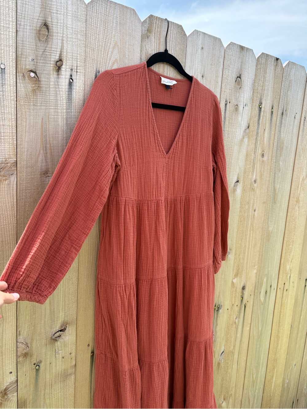 Universal Thread Rust Long Sleeve Tiered Maxi Dress - Picture 2 of 6